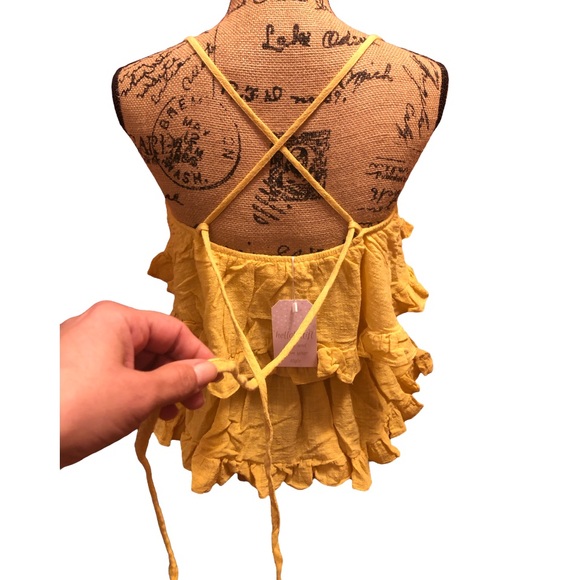 Lemon Yellow Ruffle Tiered Spaghetti Straps Cami - Picture 6 of 10